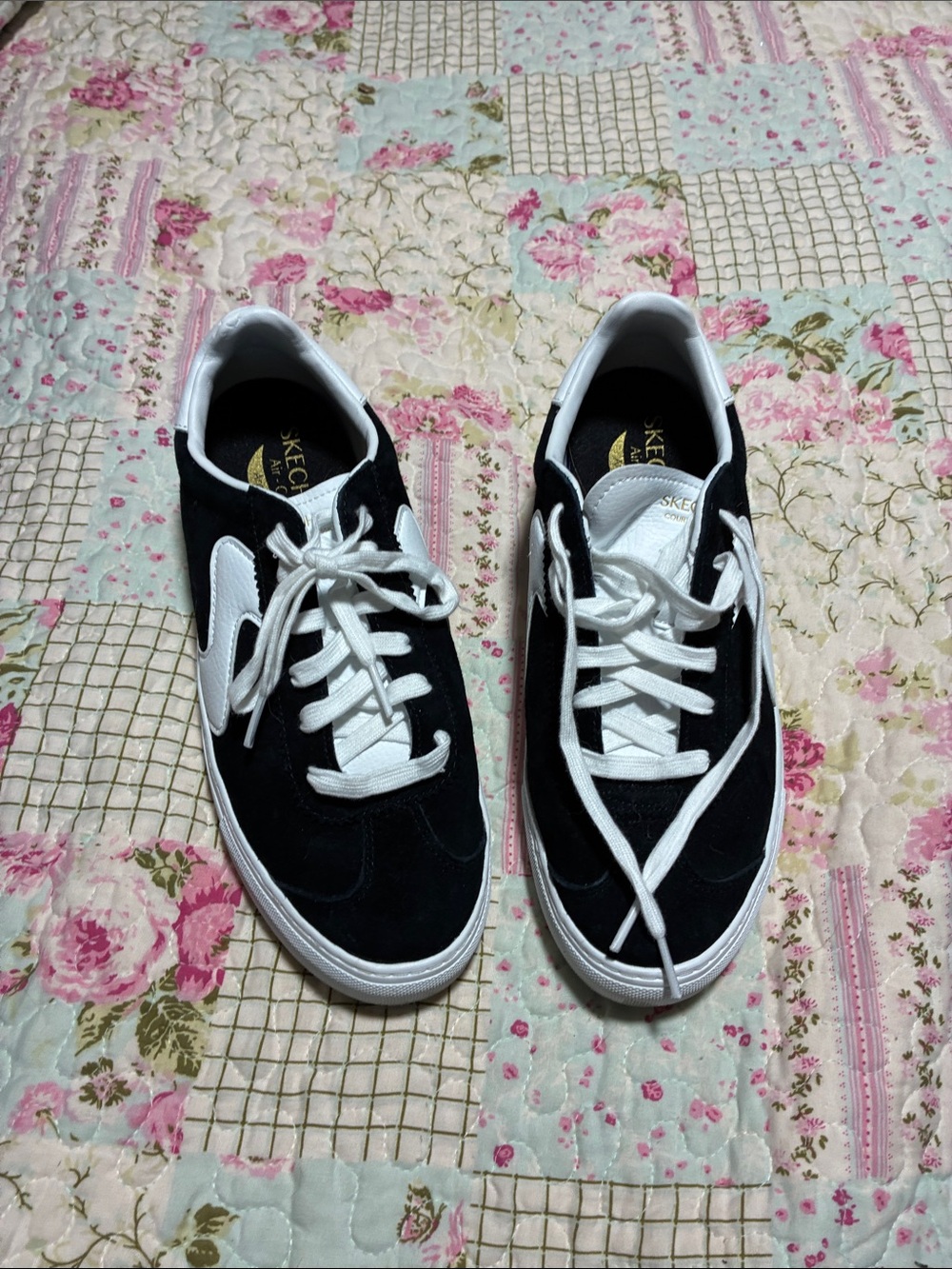 Skechers Black and White Low-Top Lace-Up Sneakers